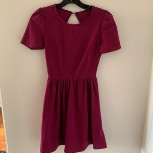 Purple mini dress with keyhole back